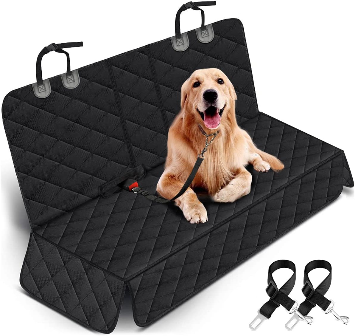 Premium Waterproof Dog Car Seat Cover - Durable Rear Seat Protector for SUVs, Trucks, and Cars (53” Width) - Black