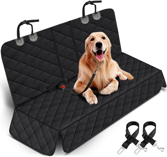 Premium Waterproof Dog Car Seat Cover - Durable Rear Seat Protector for SUVs, Trucks, and Cars (53” Width) - Black
