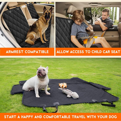 Premium Waterproof Dog Car Seat Cover - Durable Rear Seat Protector for SUVs, Trucks, and Cars (53” Width) - Black