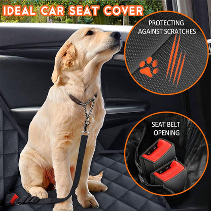 Premium Waterproof Dog Car Seat Cover - Durable Rear Seat Protector for SUVs, Trucks, and Cars (53” Width) - Black